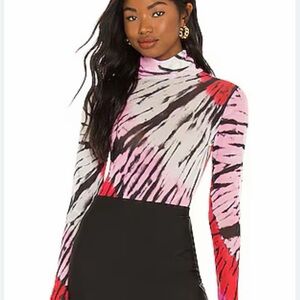 AFRM Pink and Red Tie-Dye Long Sleeve Top